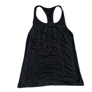 Lululemon Just Wanna Run Tank Ruched Racerback Black Pinstripe Drawstring size 8